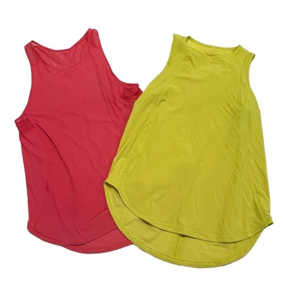 LULULEMON Poppy coral sculpt tank & serpentine yellow sculpt tanks Size 2 - Picture 2 of 8
